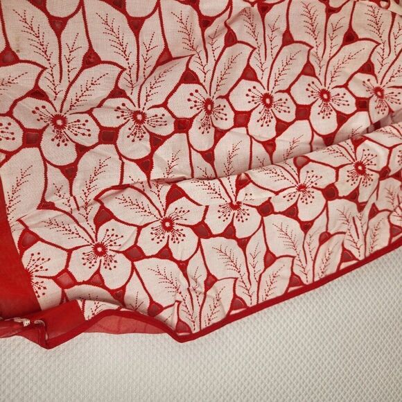 Vintage 40s 50s Half Apron Red White Chiffon Pinup Trad Wife Housewife - Picture 4 of 5